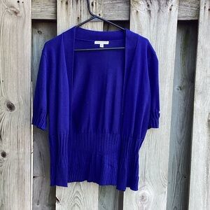 Notations Women's Short Sleeve Open Cardigan - Royal Blue